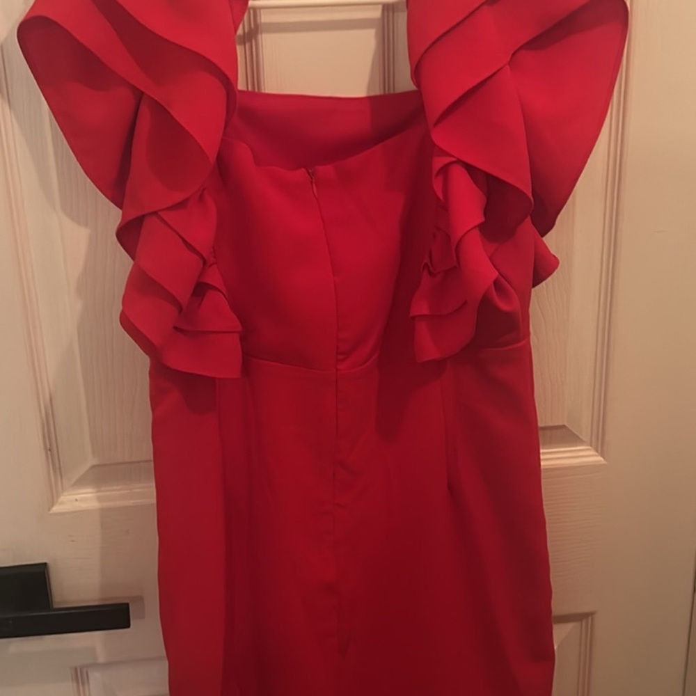Elegant Red Ruffle Dress
